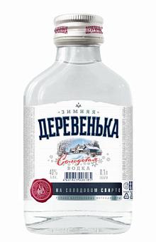 Водка "Зимняя деревенька на солодовом спирте "Альфа" 0,1л 40%
