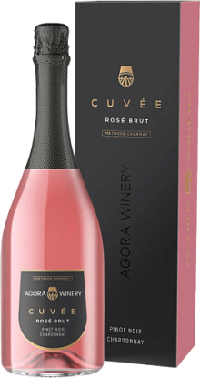 Российское игристое вино с защищенным географическим указанием "Крым" брют розовое "Пино Нуар Шардоне" "АГОРА" "КЮВЕ" 0,75л.